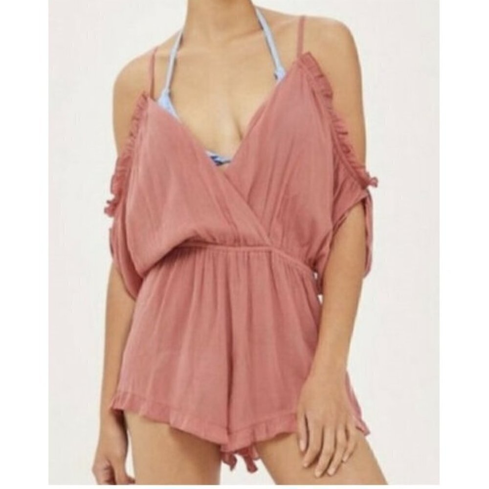 Topshop Mauve Pink Sleeveless Cold Shoulder Romper